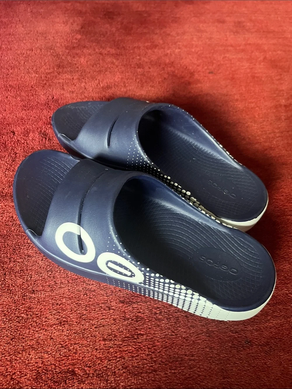 OOFOS OOAHH Sport Slide Sandal Navy Matrix